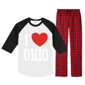 I Love Ohio Loveheart Usa State Cool Gift Raglan Sleeve Pajama Set