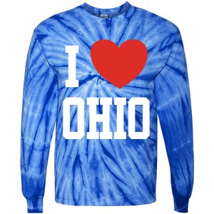 I Love Ohio Loveheart Usa State Cool Gift Tie-Dye Long Sleeve Shirt