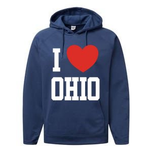 I Love Ohio Loveheart Usa State Cool Gift Performance Fleece Hoodie