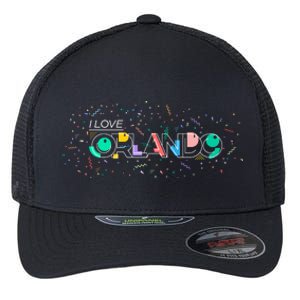 I Love Orlando Party Logo Flexfit Unipanel Trucker Cap