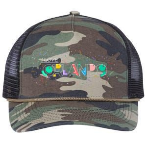 I Love Orlando Party Logo Retro Rope Trucker Hat Cap