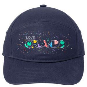 I Love Orlando Party Logo 7-Panel Snapback Hat