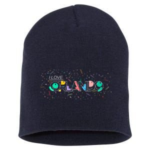 I Love Orlando Party Logo Short Acrylic Beanie