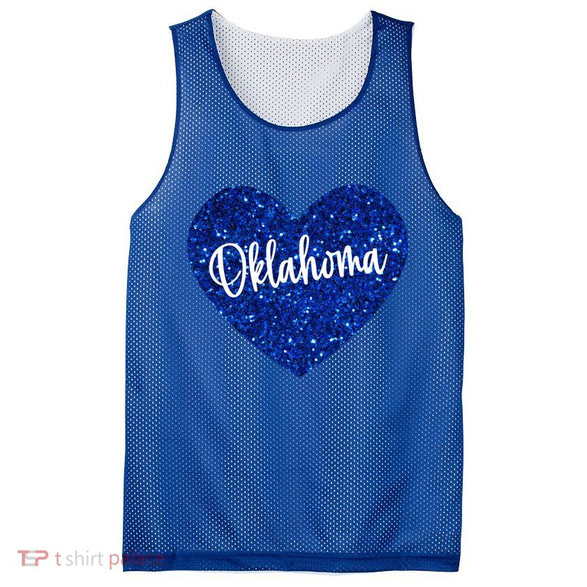 I Love Oklahoma Usa Heart Gift Mesh Reversible Basketball Jersey Tank