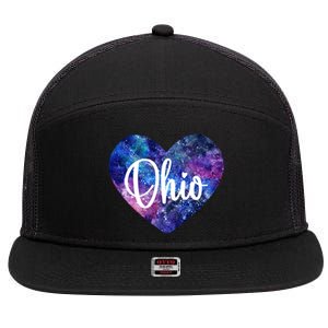 I Love Ohio Usa Cute Gift 7 Panel Mesh Trucker Snapback Hat