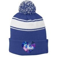 I Love Ohio Usa Cute Gift Stripe Pom Pom Beanie