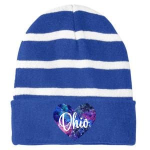 I Love Ohio Usa Cute Gift Striped Beanie with Solid Band