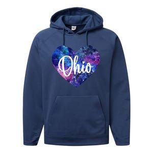 I Love Ohio Usa Cute Gift Performance Fleece Hoodie