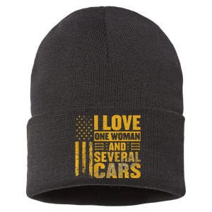 I Love One Woman And Several Cars Mechanic Car Sustainable Knit Beanie