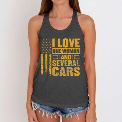 I Love One Woman And Several Cars Mechanic Car Women's Knotted Racerback Tank