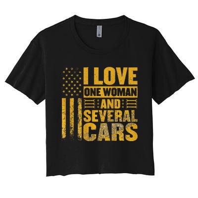 I Love One Woman And Several Cars Mechanic Car Women's Crop Top Tee