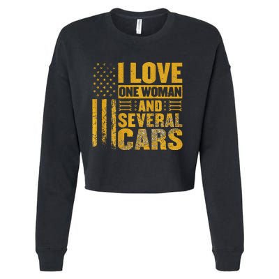 I Love One Woman And Several Cars Mechanic Car Cropped Pullover Crew