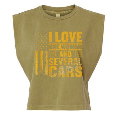 I Love One Woman And Several Cars Mechanic Car Garment-Dyed Women's Muscle Tee