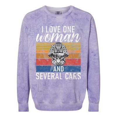 I Love One Woman And Several Cars Muscle Car Colorblast Crewneck Sweatshirt