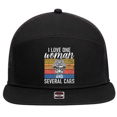 I Love One Woman And Several Cars Muscle Car 7 Panel Mesh Trucker Snapback Hat