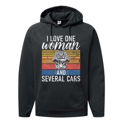 I Love One Woman And Several Cars Muscle Car Performance Fleece Hoodie