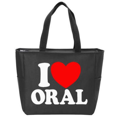 I Love Oral Red Heart Funny Zip Tote Bag