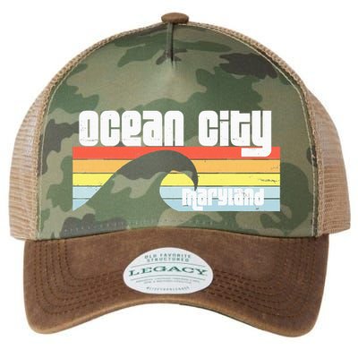 I Love Ocean City Maryland Md Spring Break Beach Ocean Wave Legacy Tie Dye Trucker Hat