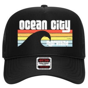 I Love Ocean City Maryland Md Spring Break Beach Ocean Wave High Crown Mesh Back Trucker Hat