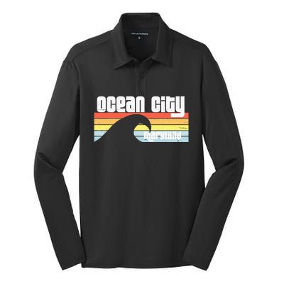 I Love Ocean City Maryland Md Spring Break Beach Ocean Wave Silk Touch Performance Long Sleeve Polo