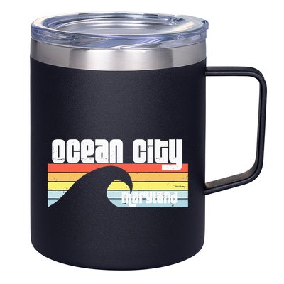 I Love Ocean City Maryland Md Spring Break Beach Ocean Wave 12oz Stainless Steel Coffee Mug