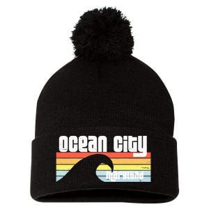 I Love Ocean City Maryland Md Spring Break Beach Ocean Wave Pom Pom 12in Knit Beanie