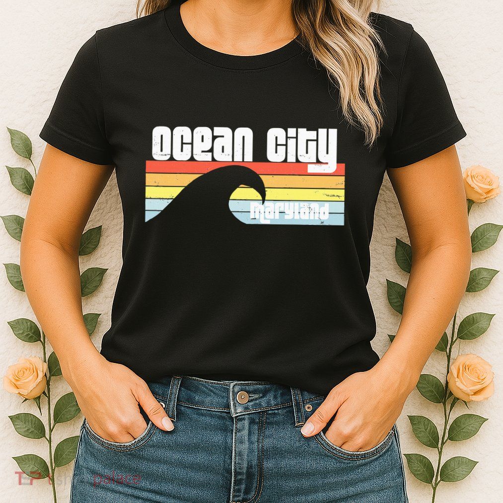 I Love Ocean City Maryland Md Spring Break Beach Ocean Wave Womens T-Shirt