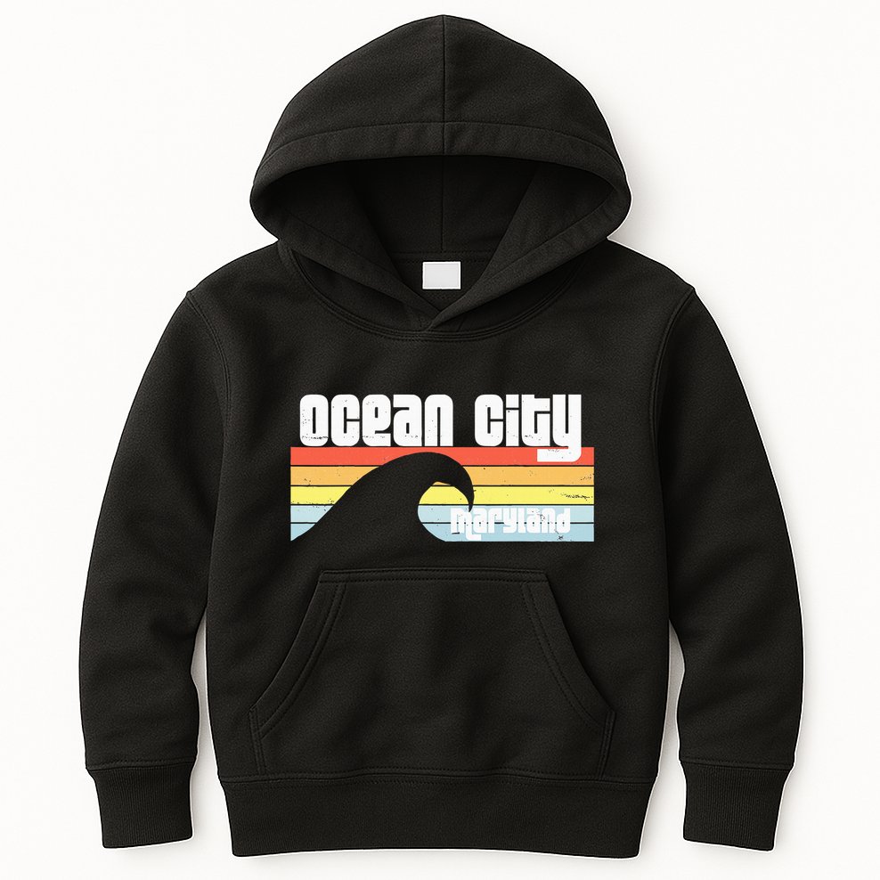 I Love Ocean City Maryland Md Spring Break Beach Ocean Wave Kids Hoodie