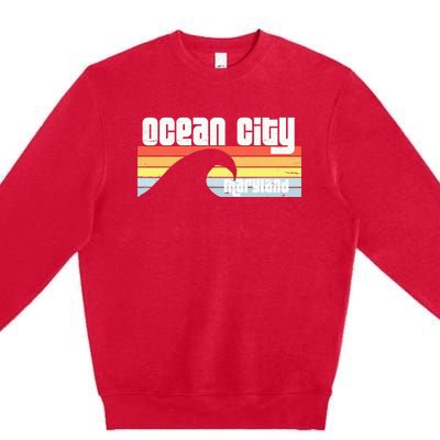 I Love Ocean City Maryland Md Spring Break Beach Ocean Wave Premium Crewneck Sweatshirt