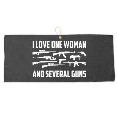 I Love One Woman & Several Guns T 2A Right Gift For Him Large Microfiber Waffle Golf Towel