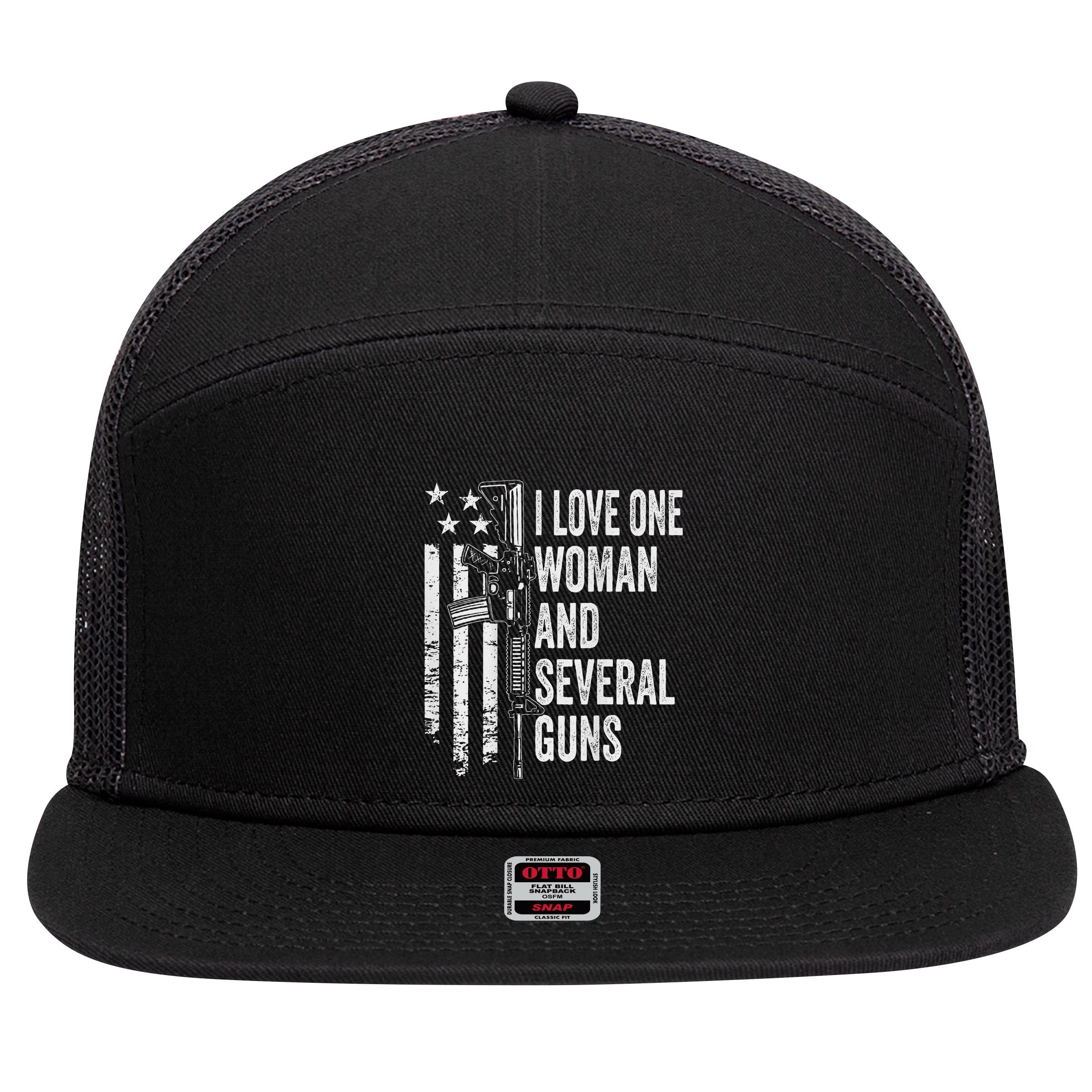 I Love One Woman And Several Guns Husband Gun 7 Panel Mesh Trucker Snapback Hat