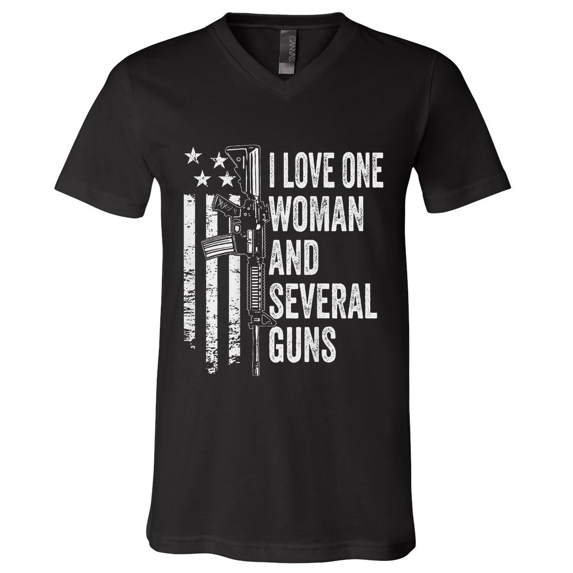I Love One Woman And Several Guns Husband Gun V-Neck T-Shirt