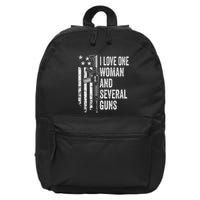 I Love One Woman And Several Guns Husband Gun 16 in Basic Backpack