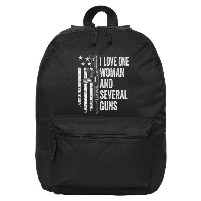 I Love One Woman And Several Guns Husband Gun 16 in Basic Backpack