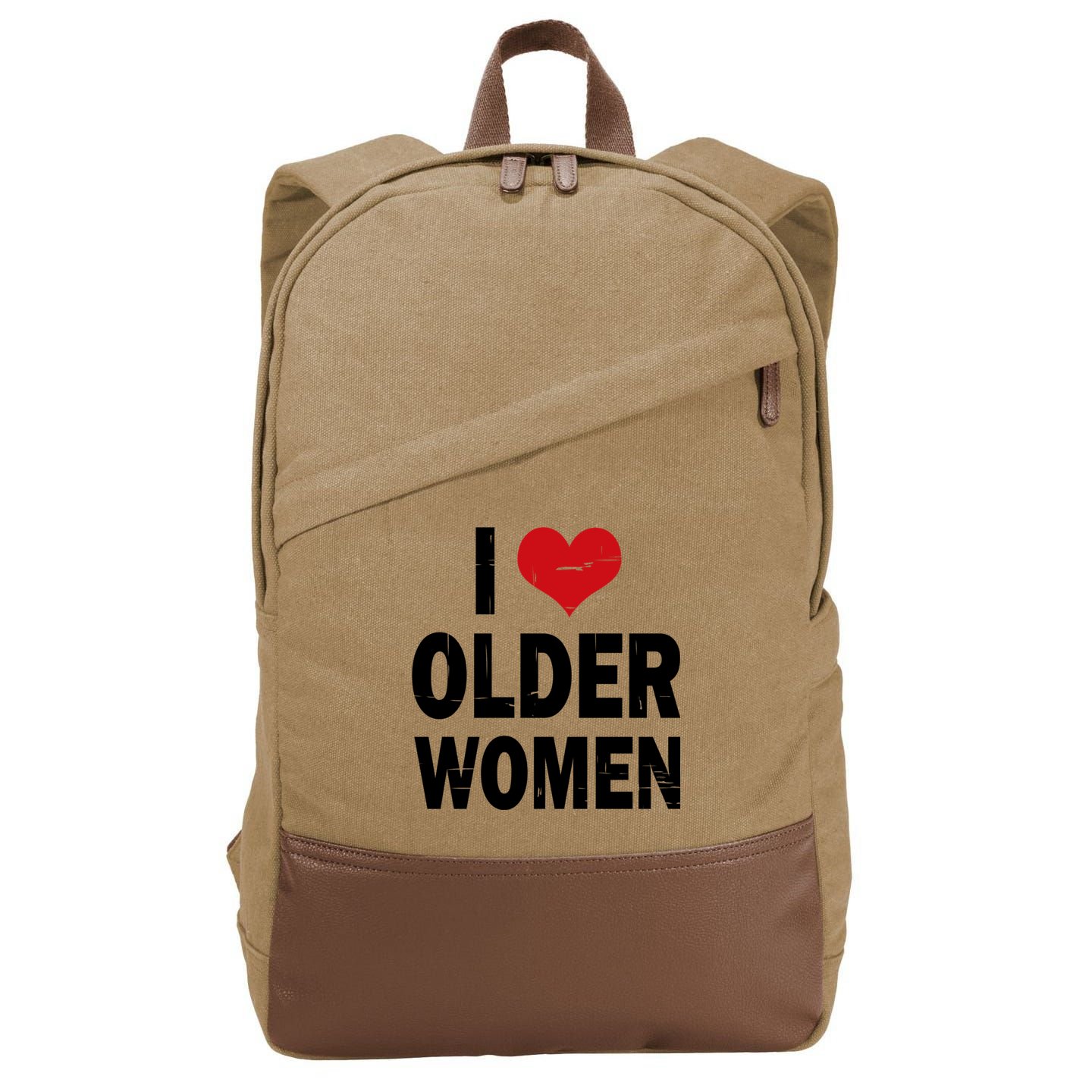 I Love Older Women I Heart Older Women Funny Sarcastic Humor Cotton Canvas Backpack