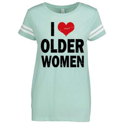 I Love Older Women I Heart Older Women Funny Sarcastic Humor Enza Ladies Jersey Football T-Shirt