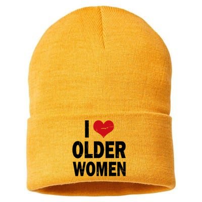 I Love Older Women I Heart Older Women Funny Sarcastic Humor Sustainable Knit Beanie