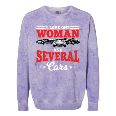 I Love One Woman And Several Cars Auto Mechanic Husband Colorblast Crewneck Sweatshirt