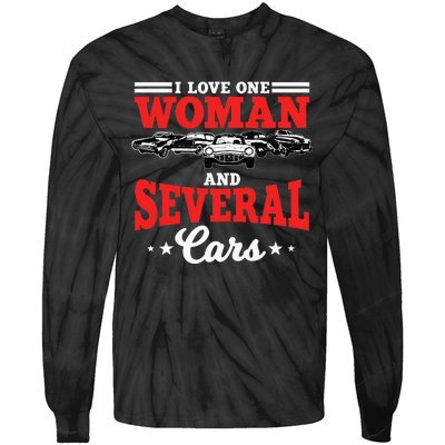 I Love One Woman And Several Cars Auto Mechanic Husband Tie-Dye Long Sleeve Shirt