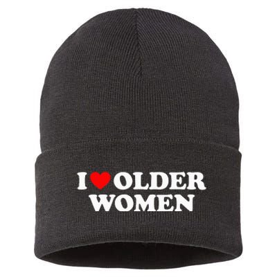 I Love Older Wo funny sayings Sustainable Knit Beanie