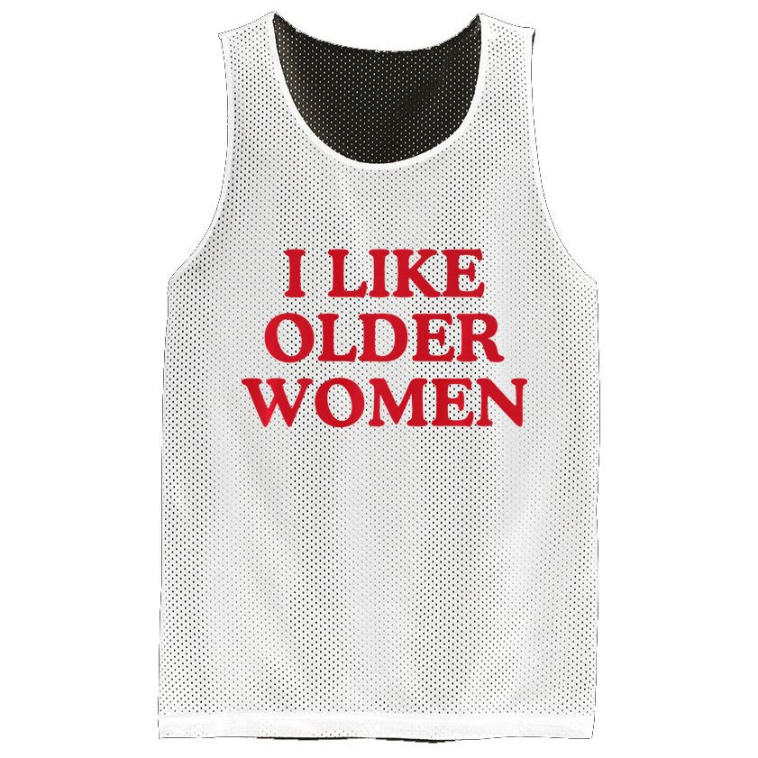 I Like Older Women Heart Hot Moms Mesh Reversible Basketball Jersey Tank