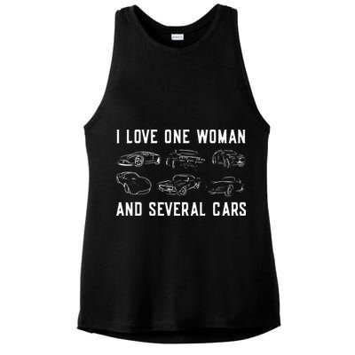 I Love One Woman And Several Cars Funny Car Guy Car Lover Ladies PosiCharge Tri-Blend Wicking Tank