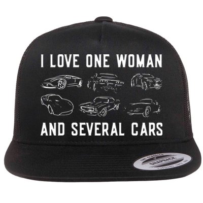 I Love One Woman And Several Cars Funny Car Guy Car Lover Flat Bill Trucker Hat