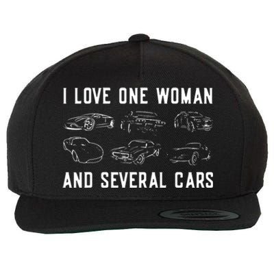 I Love One Woman And Several Cars Funny Car Guy Car Lover Wool Snapback Cap