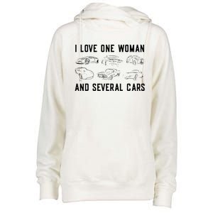 I Love One Woman And Several Cars Funny Car Guy Car Lover Womens Funnel Neck Pullover Hood