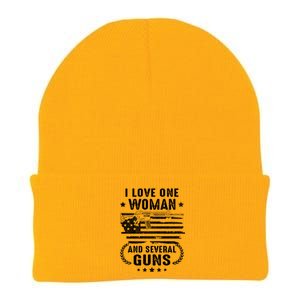 I Love One Woman And Several Guns Patriotic 2nd Amendment Knit Cap Winter Beanie