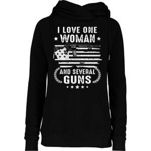 I Love One Woman And Several Guns Patriotic 2nd Amendment Womens Funnel Neck Pullover Hood