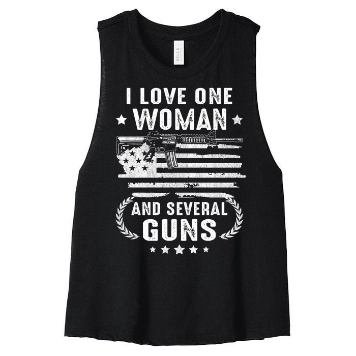 I Love One Woman And Several Guns Patriotic 2nd Amendment Women's Racerback Cropped Tank