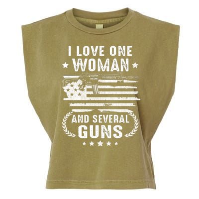 I Love One Woman And Several Guns Patriotic 2nd Amendment Garment-Dyed Women's Muscle Tee