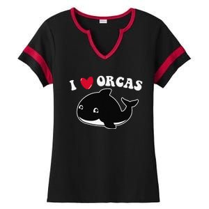 I LOVE ORCAS Heart Cute Baby Killer Whale Ladies Halftime Notch Neck Tee